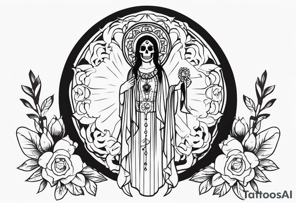 Minimalist Santa Muerte tattoo idea