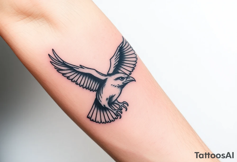 Bird catching prey tattoo idea