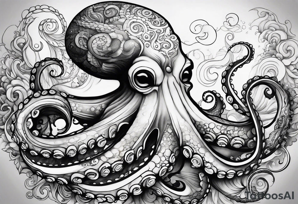 Under water, octopus tattoo idea