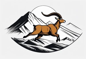 ibex jumping into mountains tattoo idea