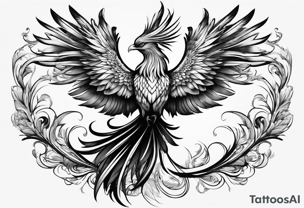 phoenix with extra long tail feathers
with long neck tattoo idea