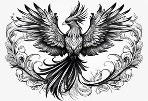 phoenix with extra long tail feathers
with long neck tattoo idea