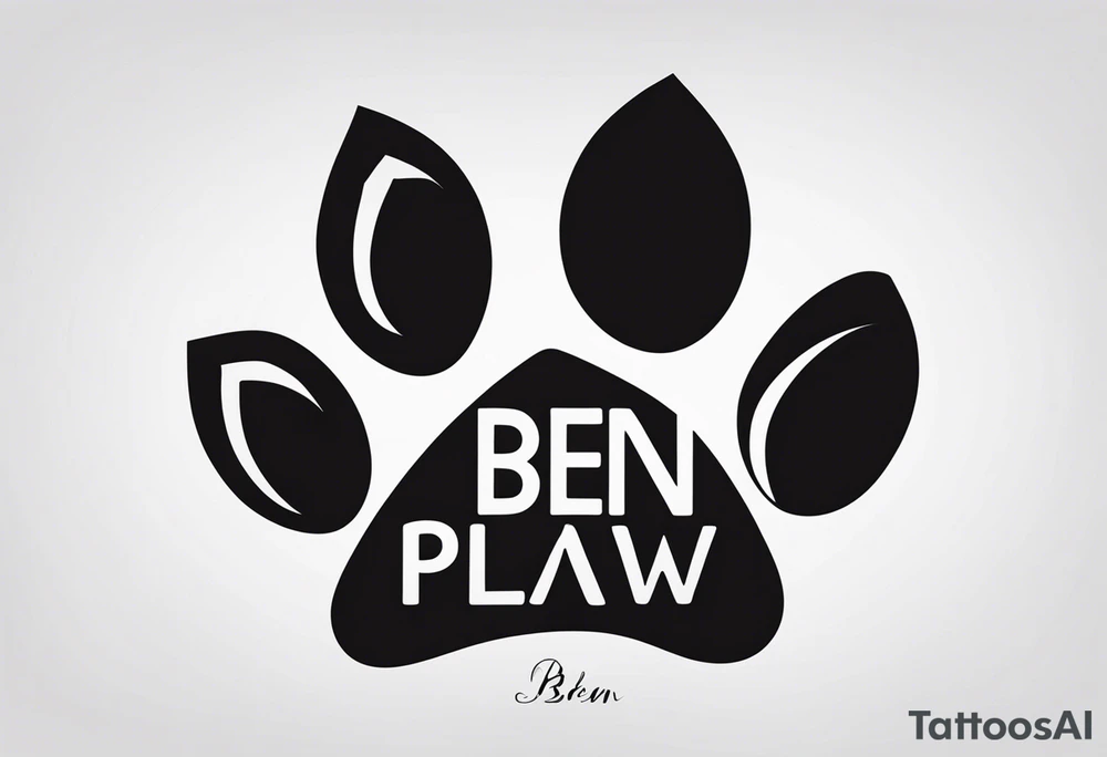 Paw Print with a name Ben tattoo idea