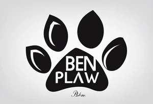 Paw Print with a name Ben tattoo idea