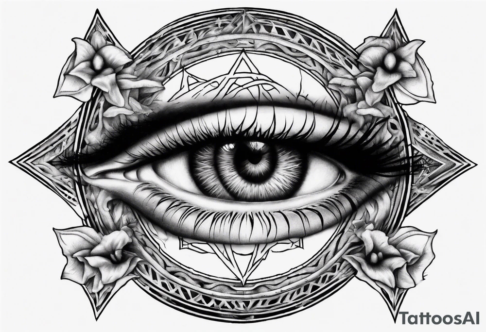 Eye with two irises from the band Tool, inside a heptagram tattoo idea