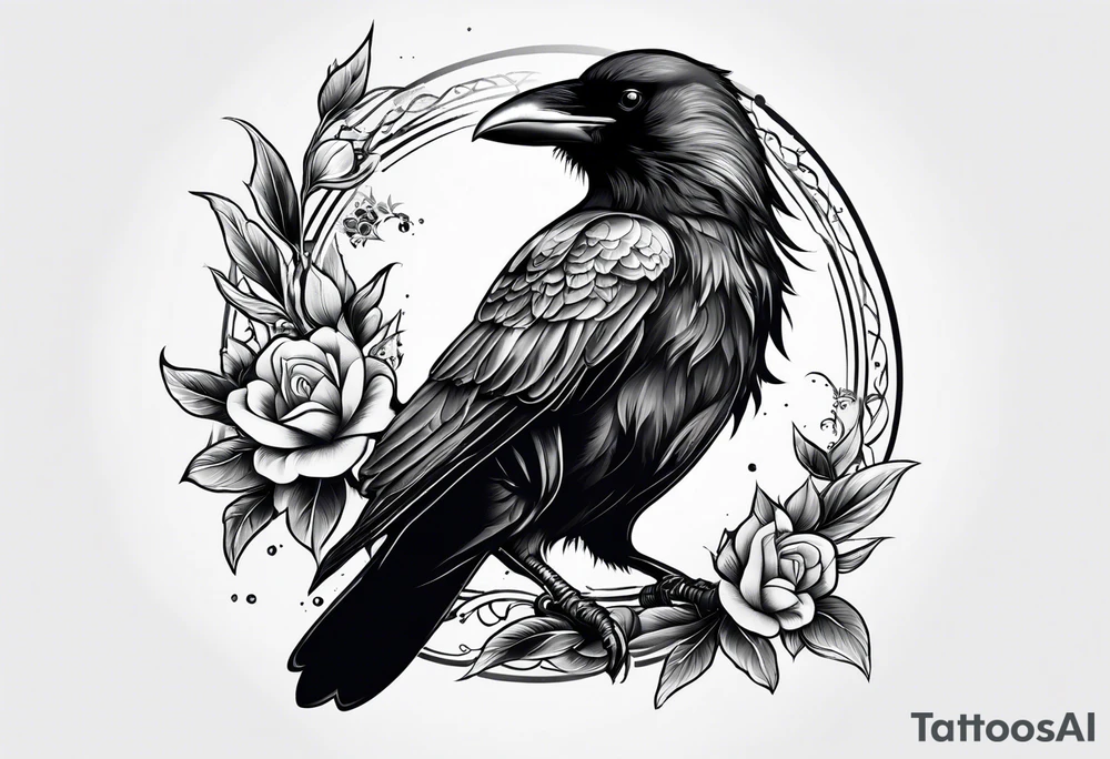 Crow with a paint brush tattoo idea