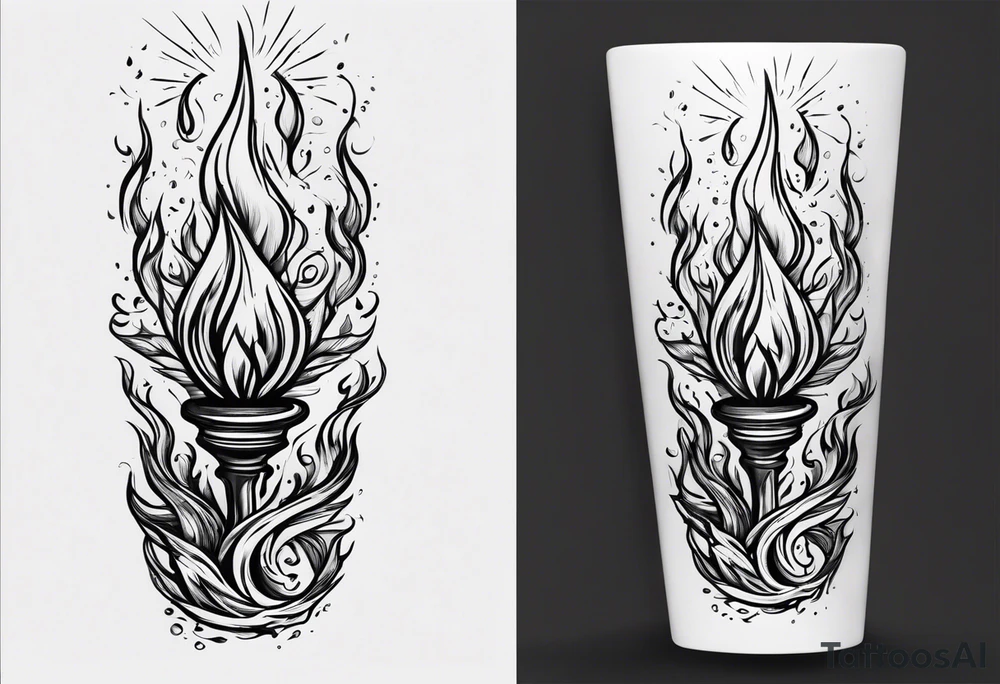 Burning torch turning into water tattoo idea