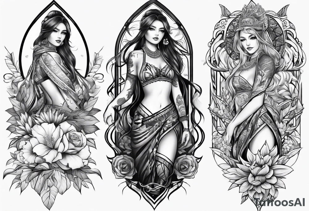 Full leg tattoo 2D tattoo idea
