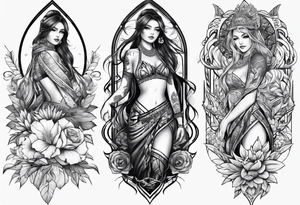 Full leg tattoo 2D tattoo idea