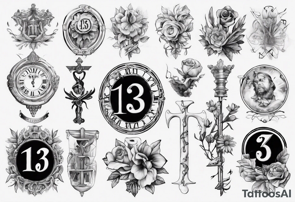 swedish theme with number 13 in roman numerals tattoo idea