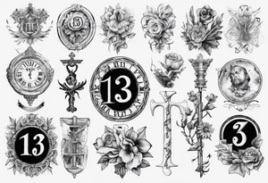 swedish theme with number 13 in roman numerals tattoo idea