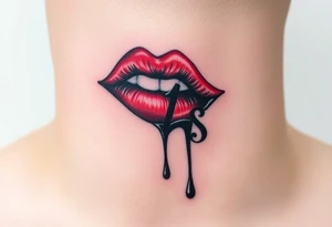 Seductive Stain from lipstick kiss with initial lowercase lrs with drool tattoo idea