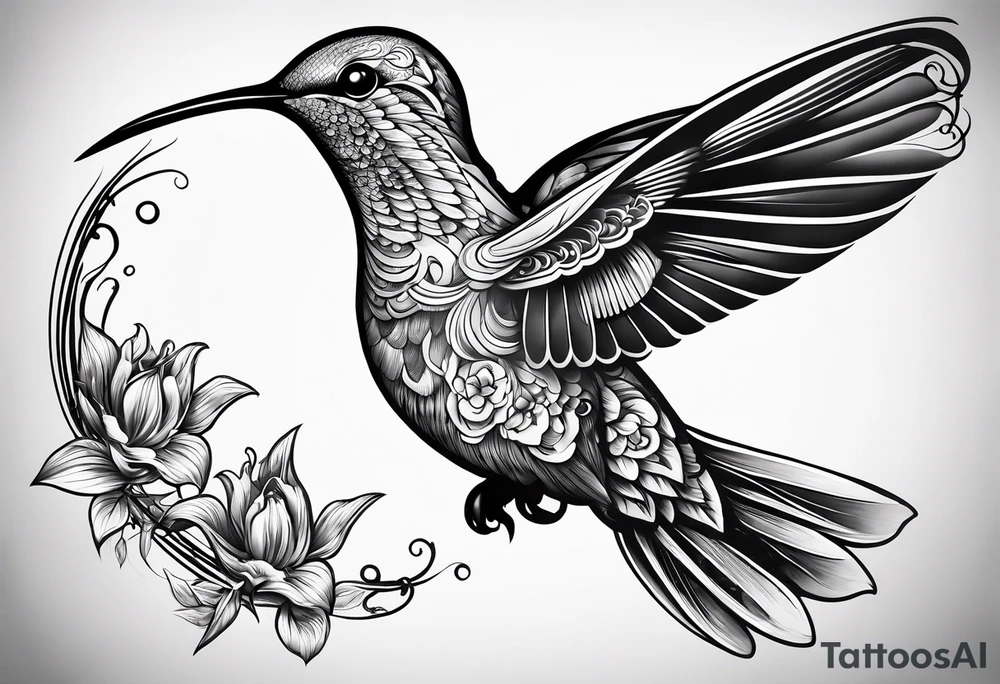 death in a shape of a humming bird tattoo idea