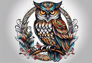 owl hunting snake tattoo idea