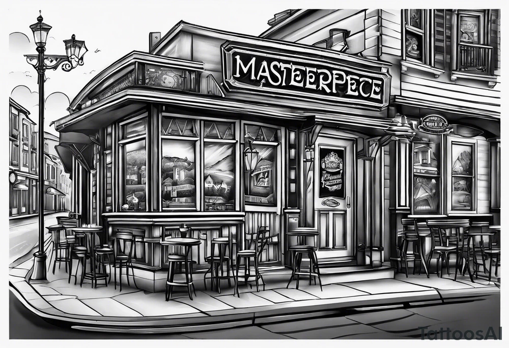 Town cafe logo tattoo idea