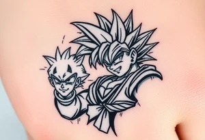 legendary dragonball z scene with energy aura and power effects tattoo idea