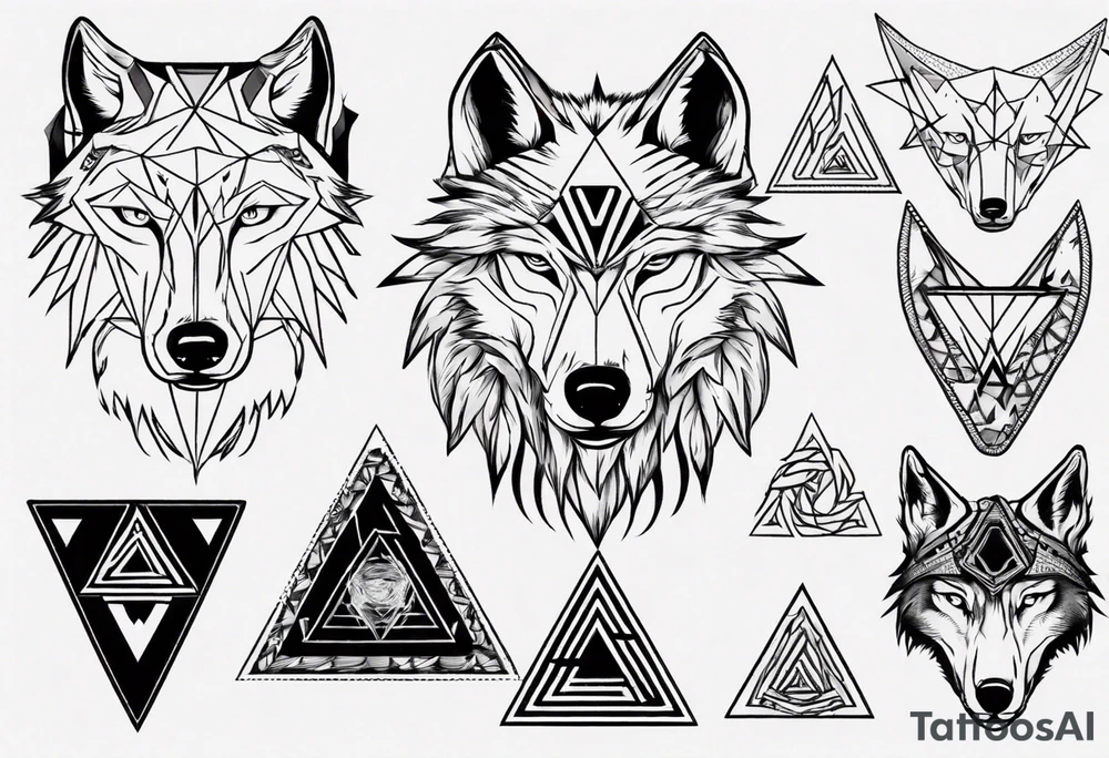 wolf head with triangle on forehead tattoo idea