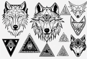 wolf head with triangle on forehead tattoo idea