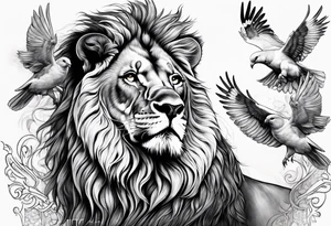 Lion of Judah with doves tattoo idea