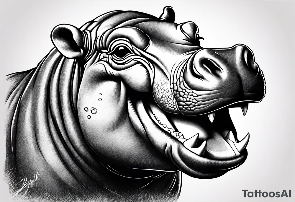 Baby hippo laughing tattoo idea