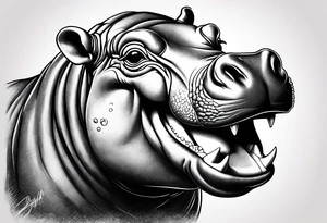 Baby hippo laughing tattoo idea