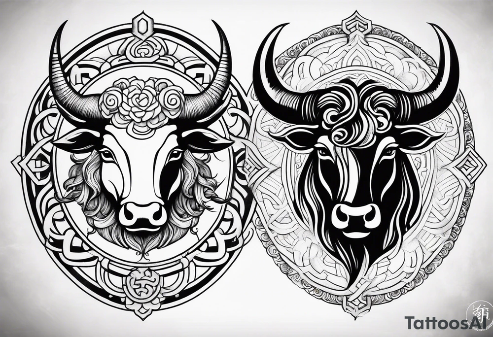 Gemini taurus symbols 
combined tattoo idea
