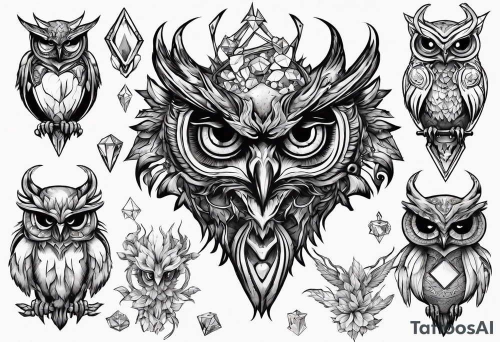 The Demon Owl Stolas, a Prince of Hell who is obsessed with gems, knowledge of astrology and poisonous plants. tattoo idea