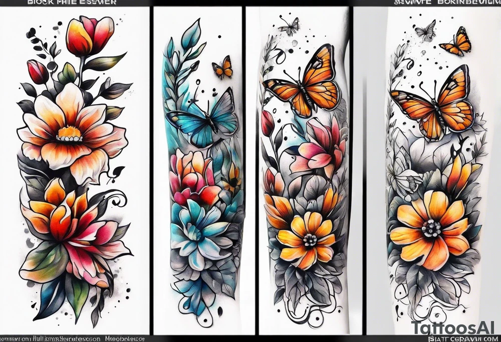 A book forearm tattoo with flowers and butterflies tattoo idea
