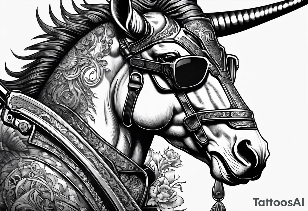 capricorn with sunglasses and shotgun tattoo idea