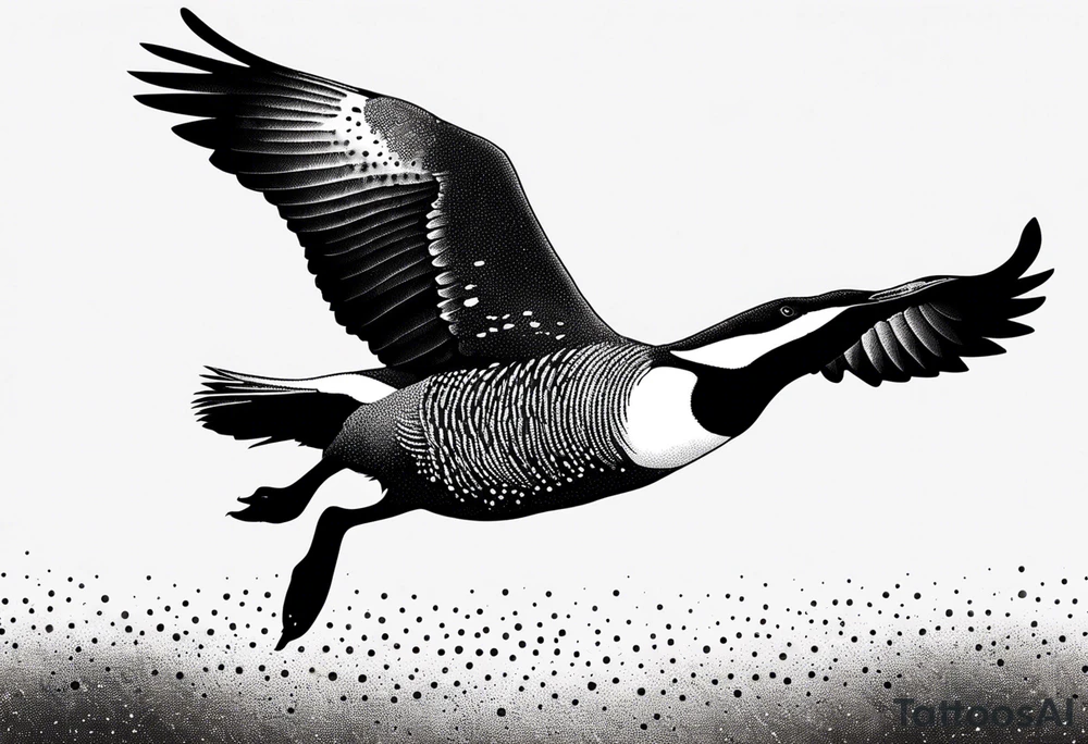 canadian goose shaking wings profile tattoo idea