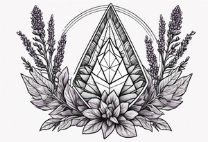 Arrowhead wrapped in lavender plant tattoo idea