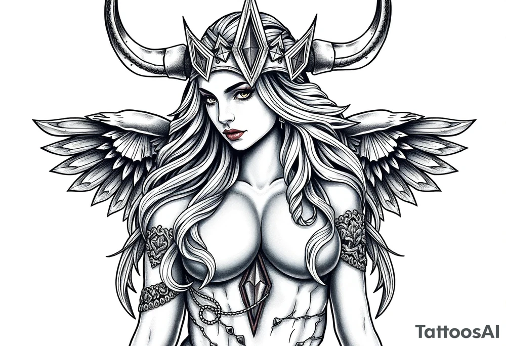 Viking goddess sexy full body tattoo idea