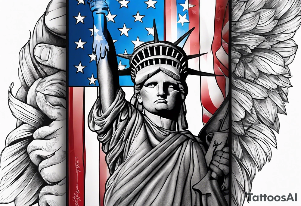 American patriotic forearm tattoo that includes the American flag, the phrase "We The People" tattoo idea
