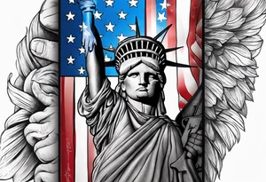 American patriotic forearm tattoo that includes the American flag, the phrase "We The People" tattoo idea