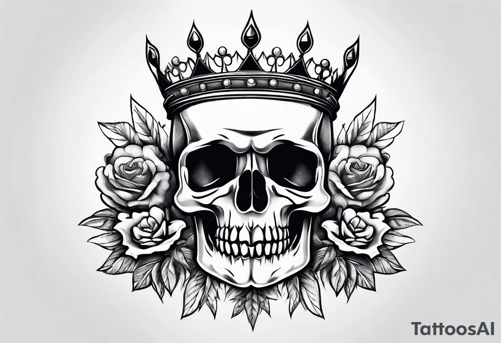 A pointy evil crown with skulls on it tattoo idea