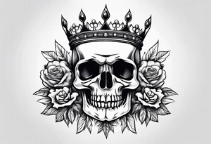 A pointy evil crown with skulls on it tattoo idea