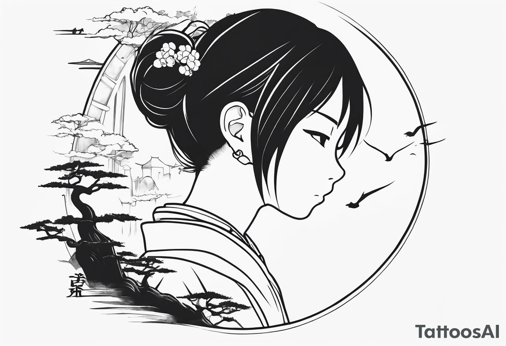 spirited away anime sleeve tattoo idea