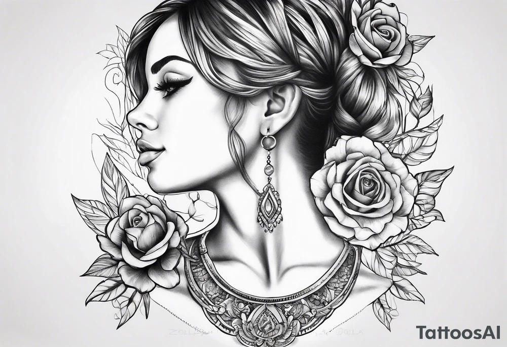 Collarbone tattoo based on evolution of woman tattoo idea