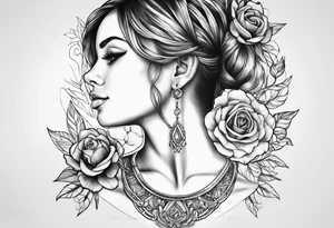 Collarbone tattoo based on evolution of woman tattoo idea