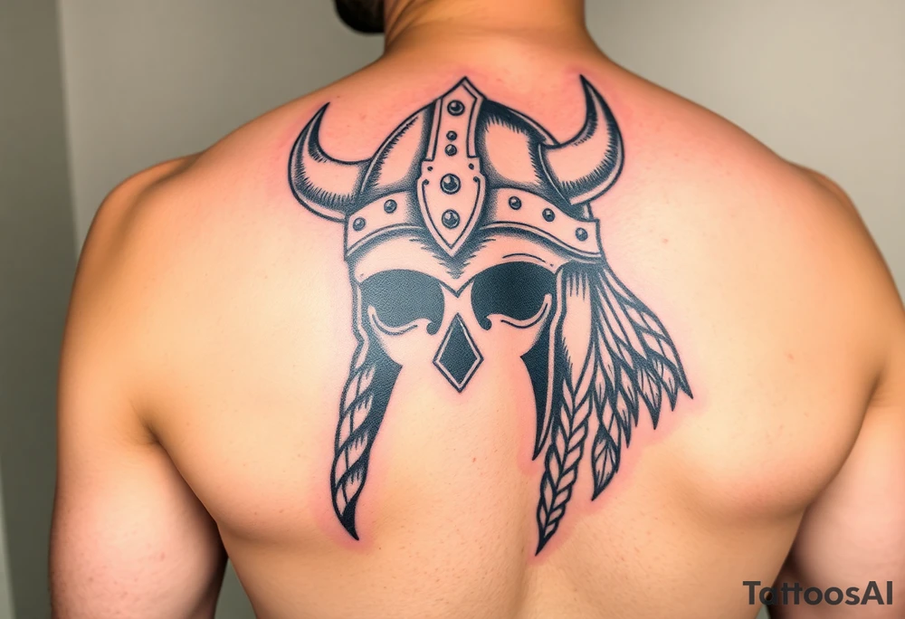 realistic large vikings helmet without face tattoo idea