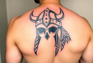 realistic large vikings helmet without face tattoo idea