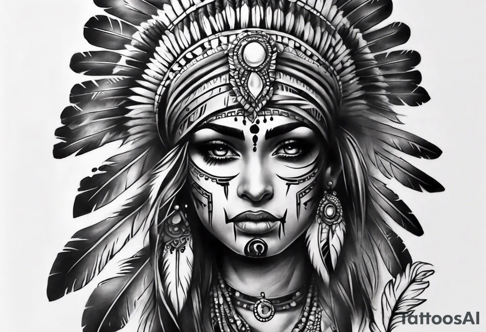 indian theme leg sleeve tattoo idea