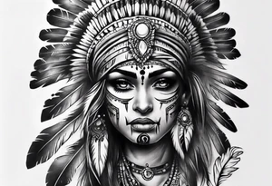 indian theme leg sleeve tattoo idea
