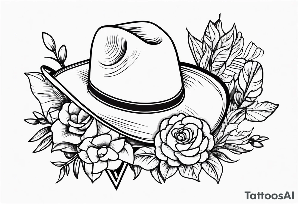 floral cowboy tattoo idea