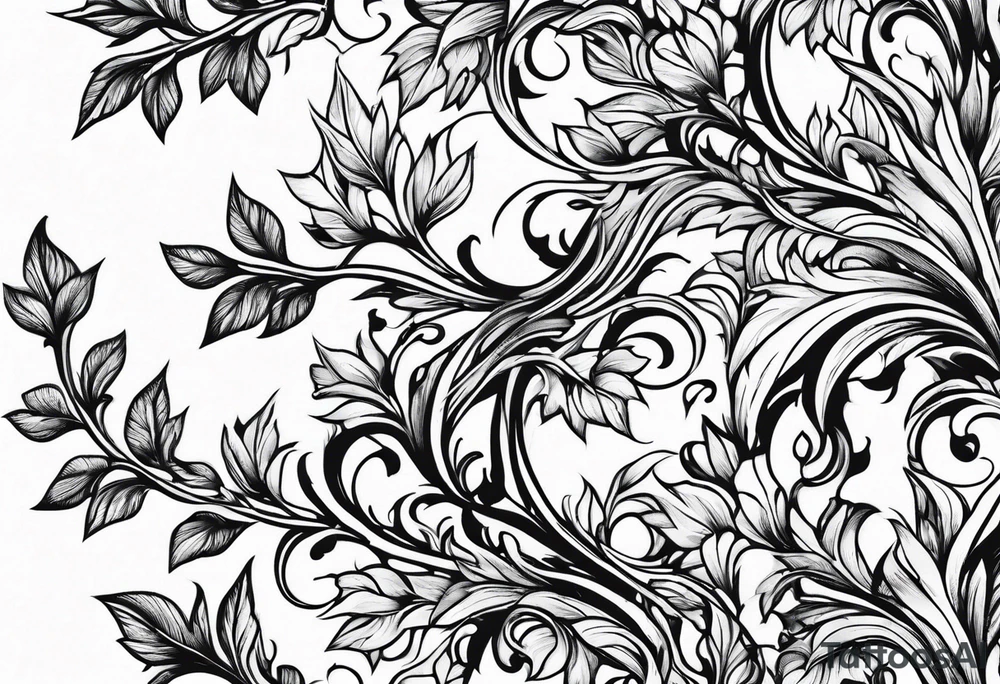Majestic vines with leaves tattoo idea