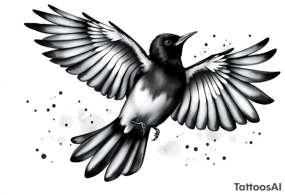 Male European Blackbird flying tattoo idea tattoo idea