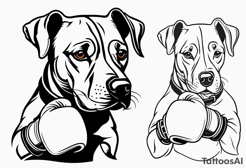 Dog wearing boxing gloves tattoo idea