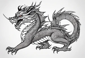 Fine like dragon wrapping around the back of knee not that scary and not going all the way around the knee not very detailed tattoo idea