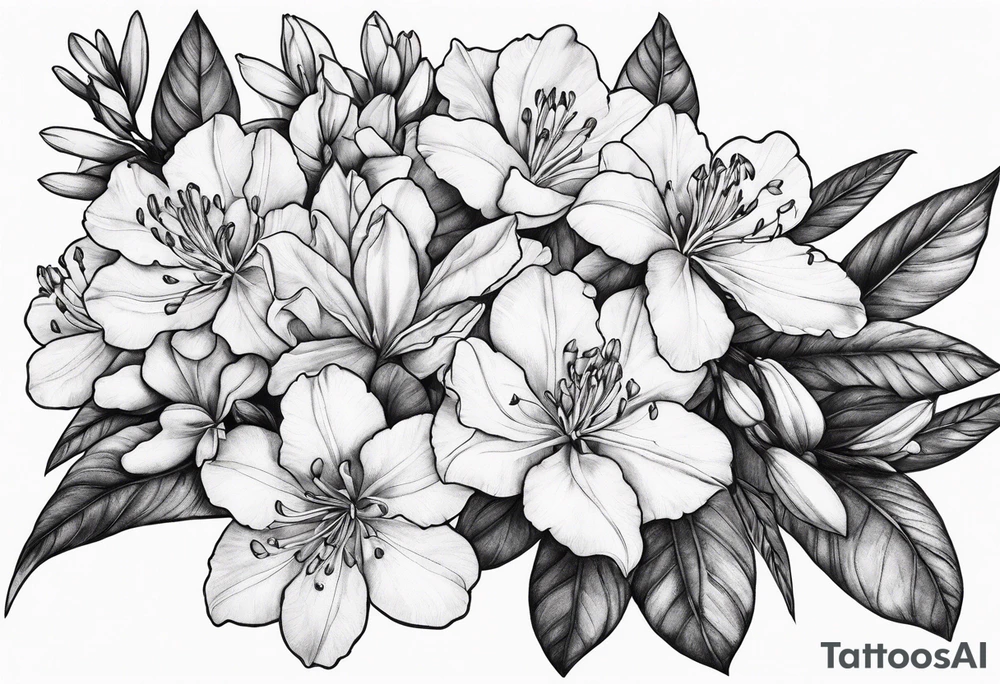 cluster of Azaleas on long branch tattoo idea