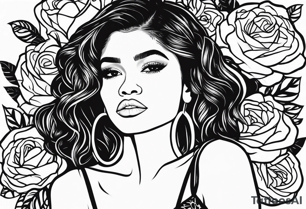 Zendaya on bed of roses tattoo idea